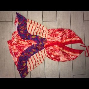 Color romper halter self tie